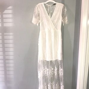 Gianni Bini white lace floor length dress